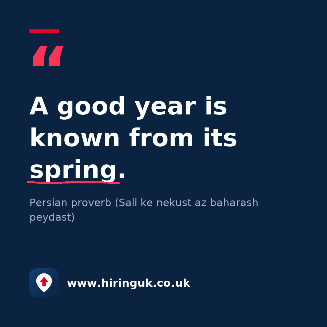 Quote card: A good year is known from its spring.