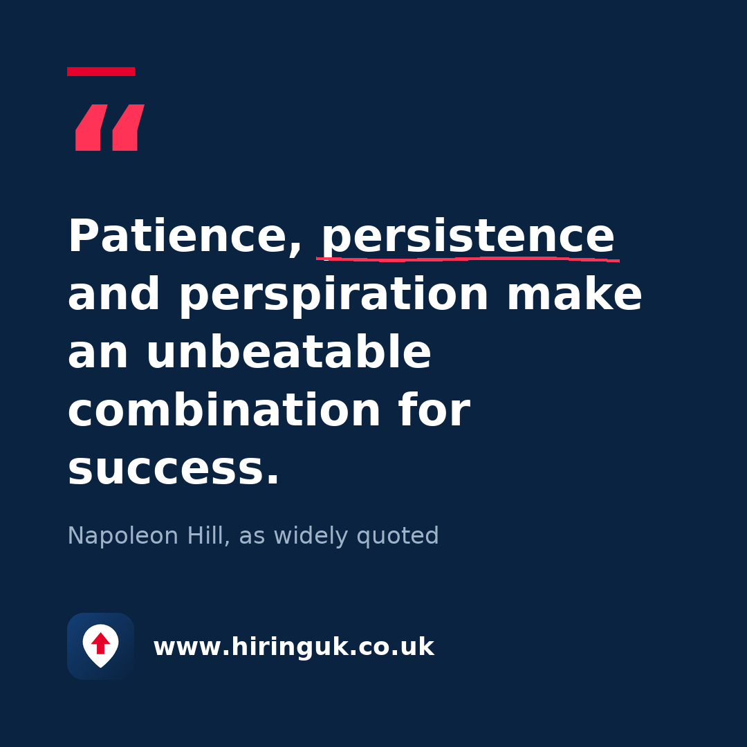 Quote card: Patience, persistence and perspiration make an unbeatable combination for success.