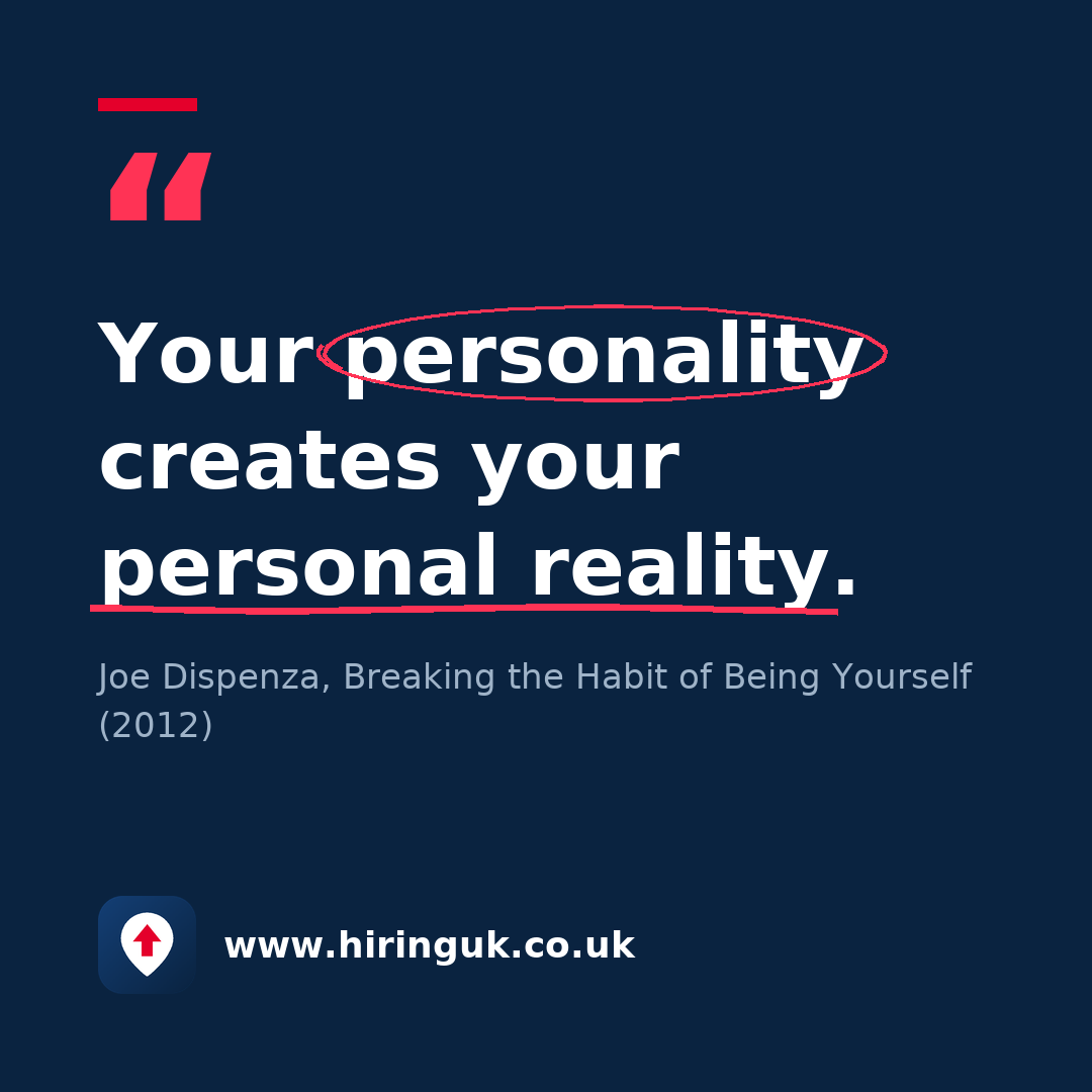 Quote card: Your personality creates your personal reality.