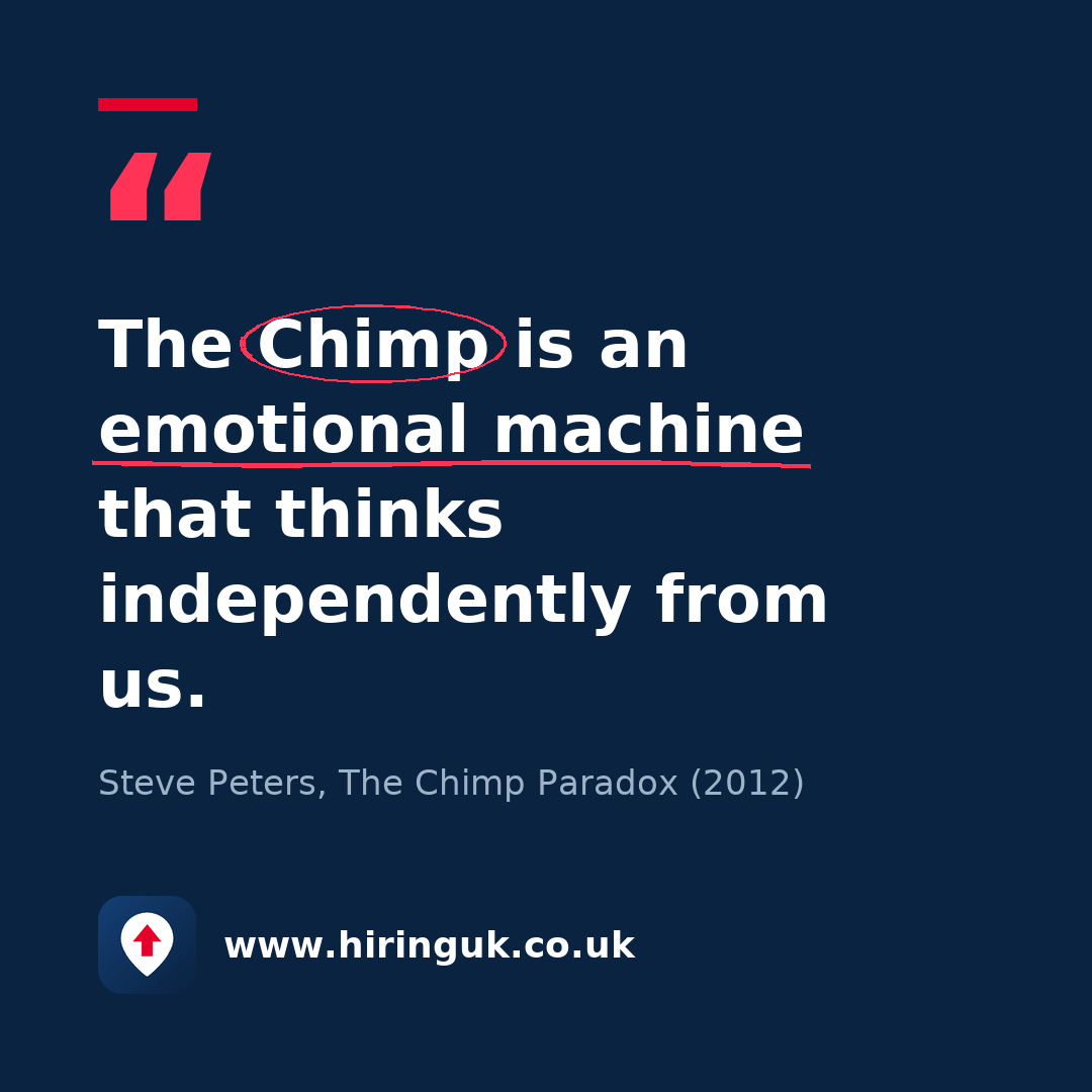 Quote card: The Chimp is an emotional machine that thinks independently from us.
