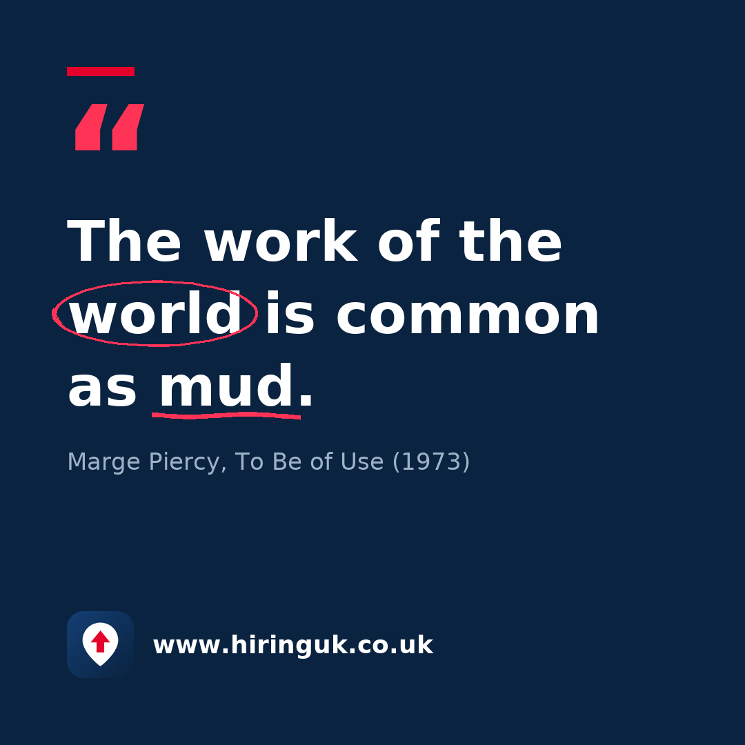 Quote card: The work of the world is common as mud.