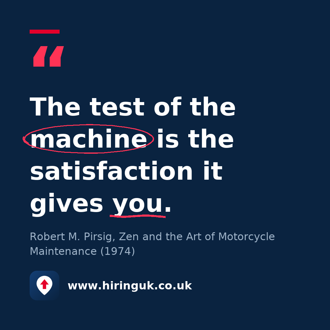Quote card: The test of the machine is the satisfaction it gives you.