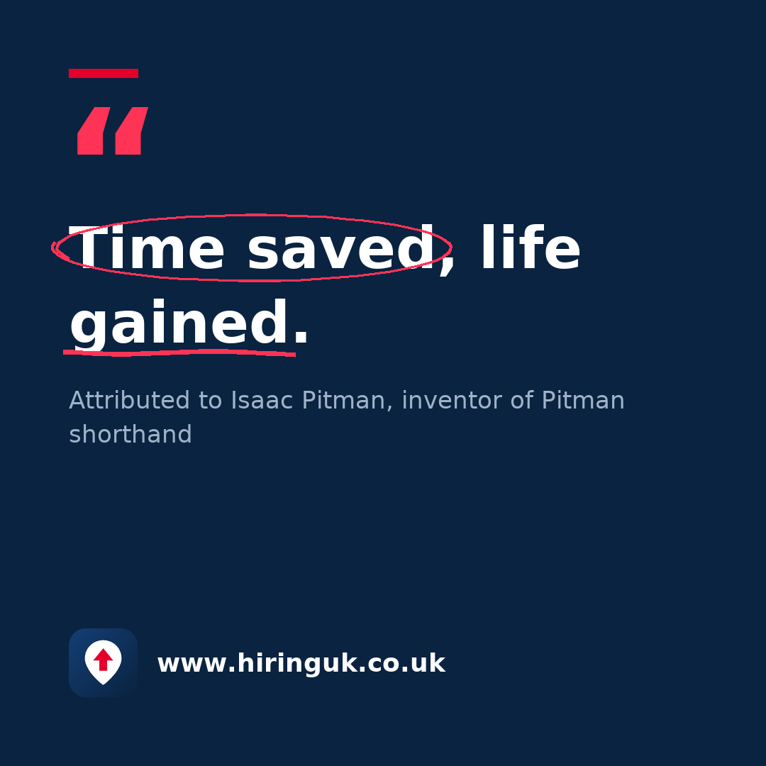 Quote card: Time saved, life gained.