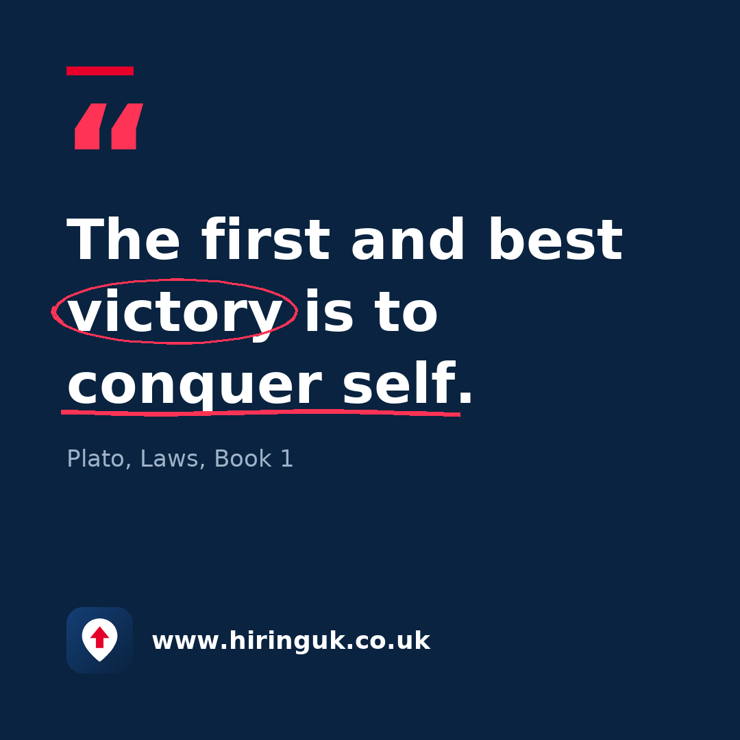 Quote card: The first and best victory is to conquer self.