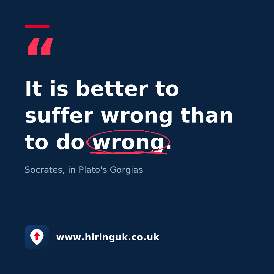 Quote card: It is better to suffer wrong than to do wrong.