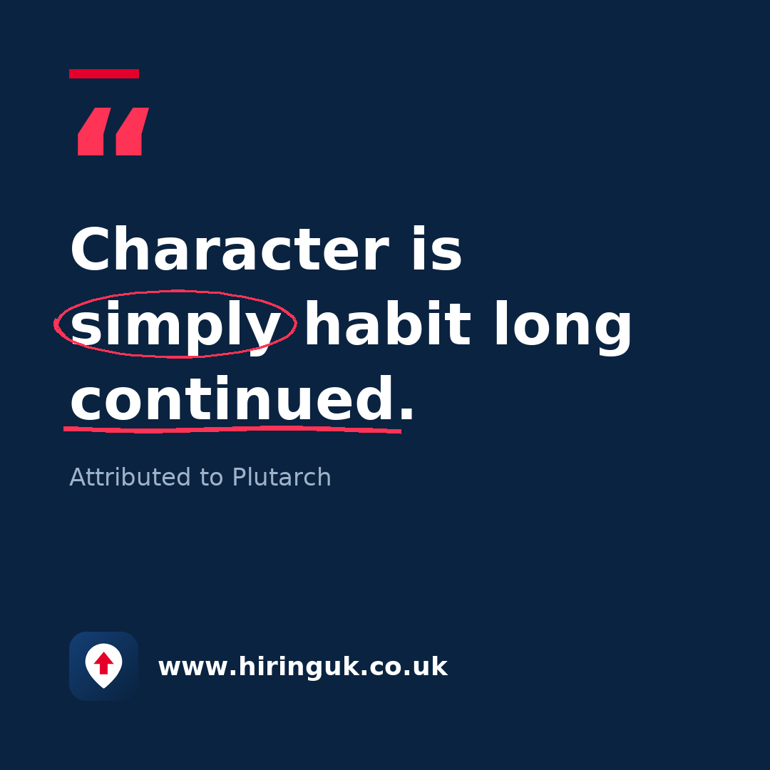 Quote card: Character is simply habit long continued.