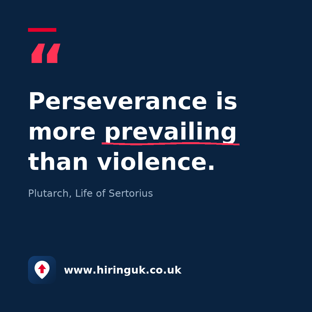 Quote card: Perseverance is more prevailing than violence.