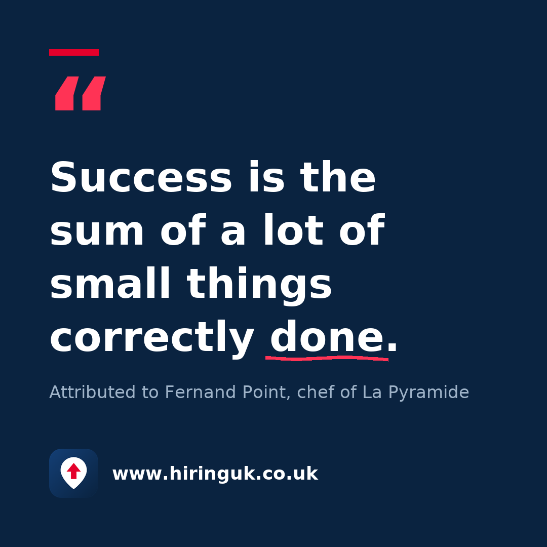 Quote card: Success is the sum of a lot of small things correctly done.