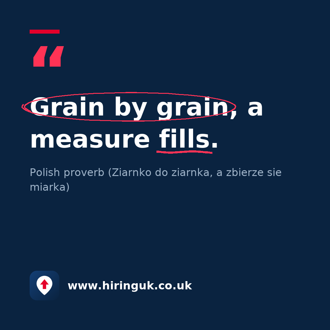 Quote card: Grain by grain, a measure fills.