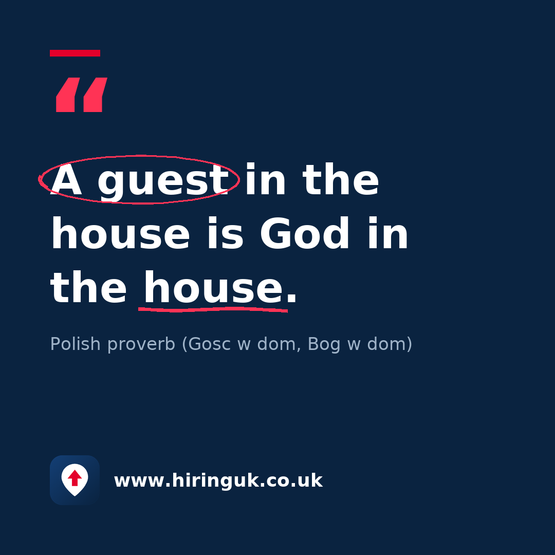 Quote card: A guest in the house is God in the house.