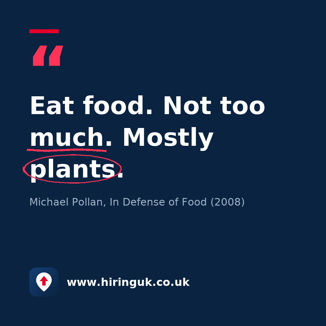 Quote card: Eat food. Not too much. Mostly plants.