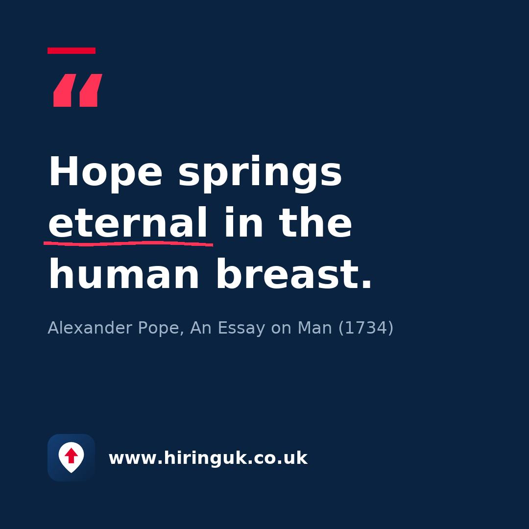 Quote card: Hope springs eternal in the human breast.