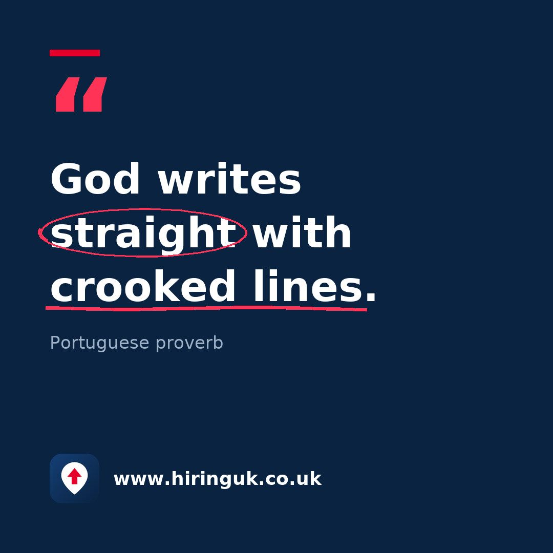 Quote card: God writes straight with crooked lines.