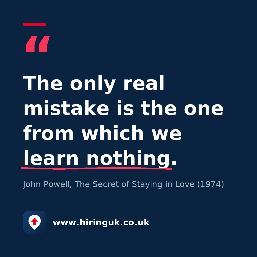 Quote card: The only real mistake is the one from which we learn nothing.