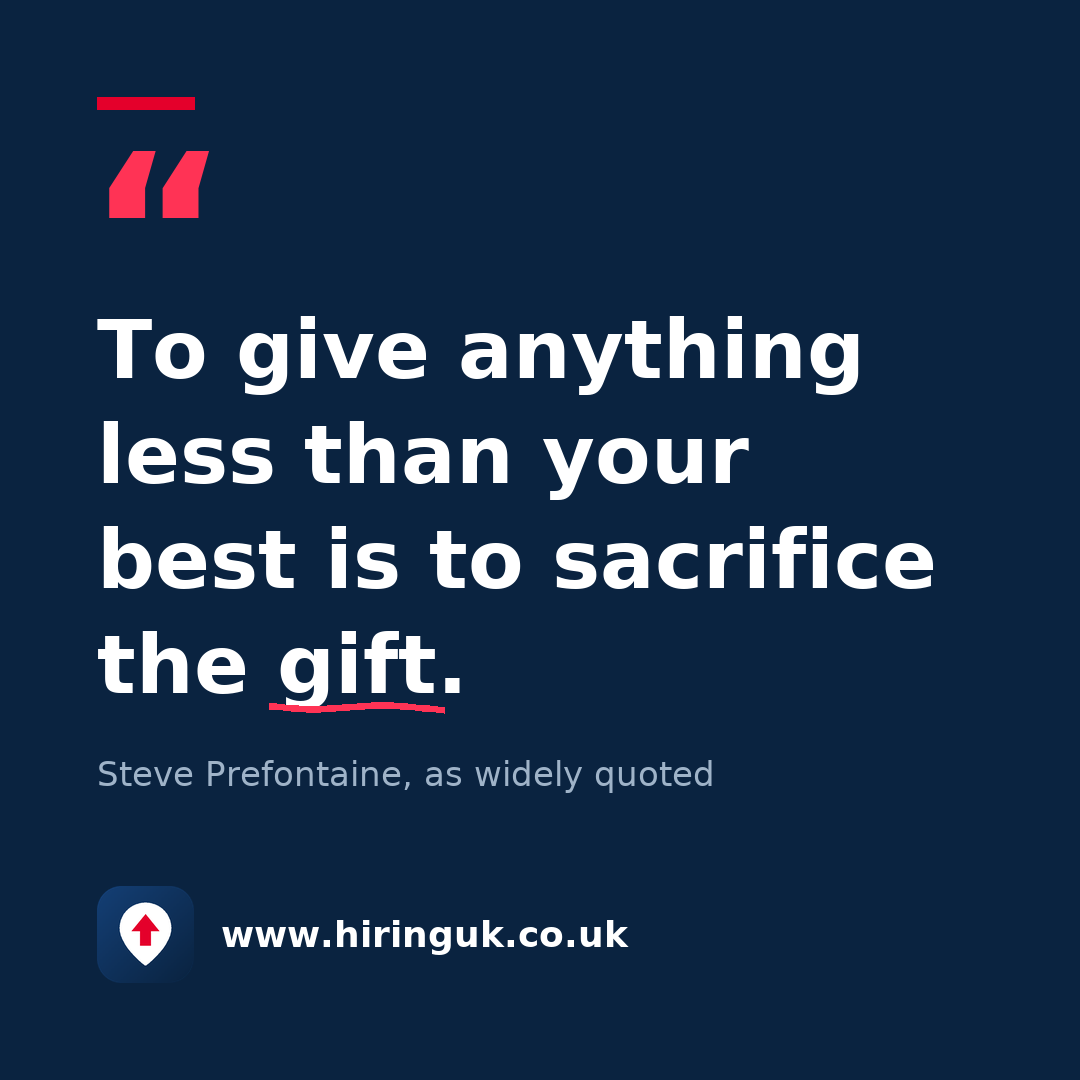 Quote card: To give anything less than your best is to sacrifice the gift.