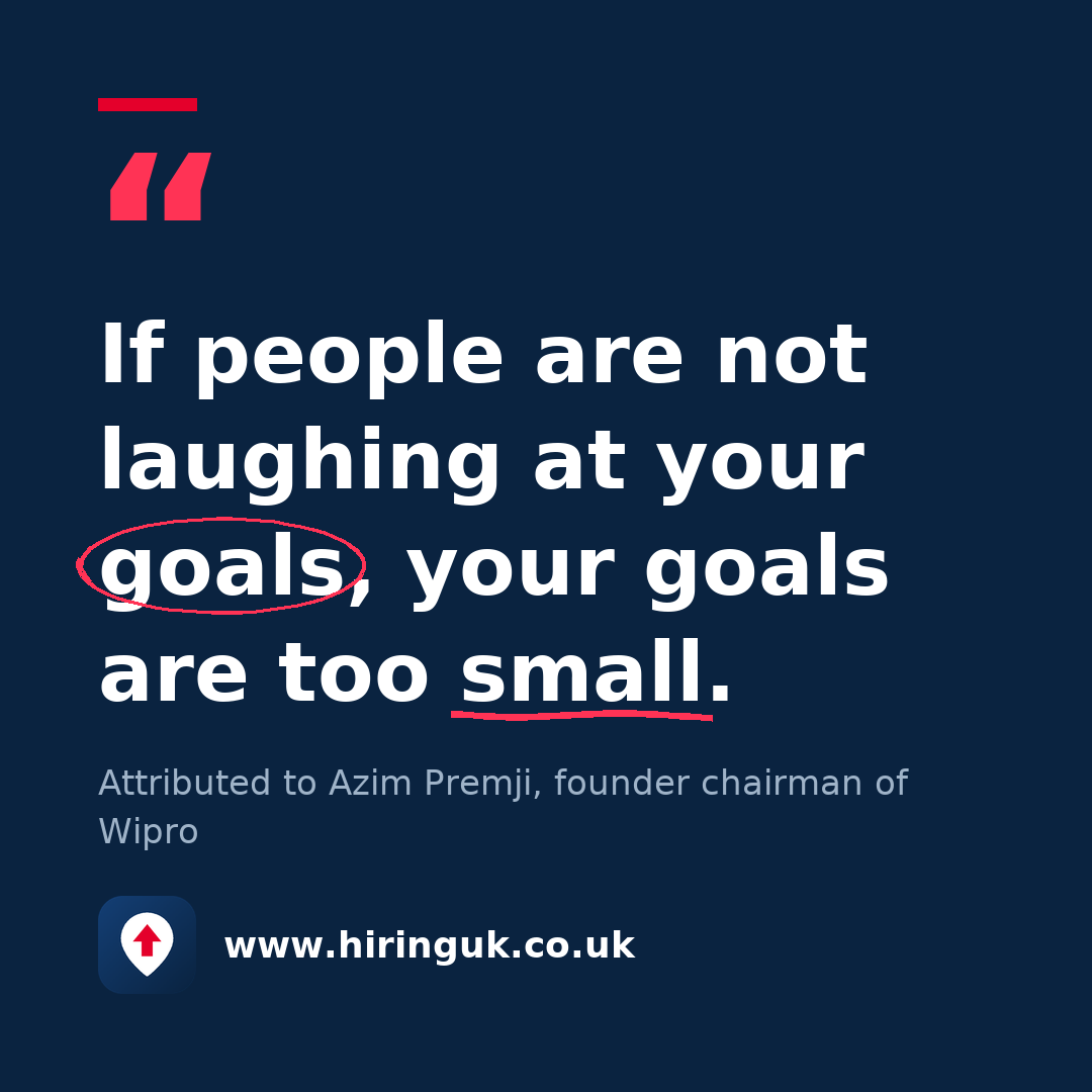Quote card: If people are not laughing at your goals, your goals are too small.