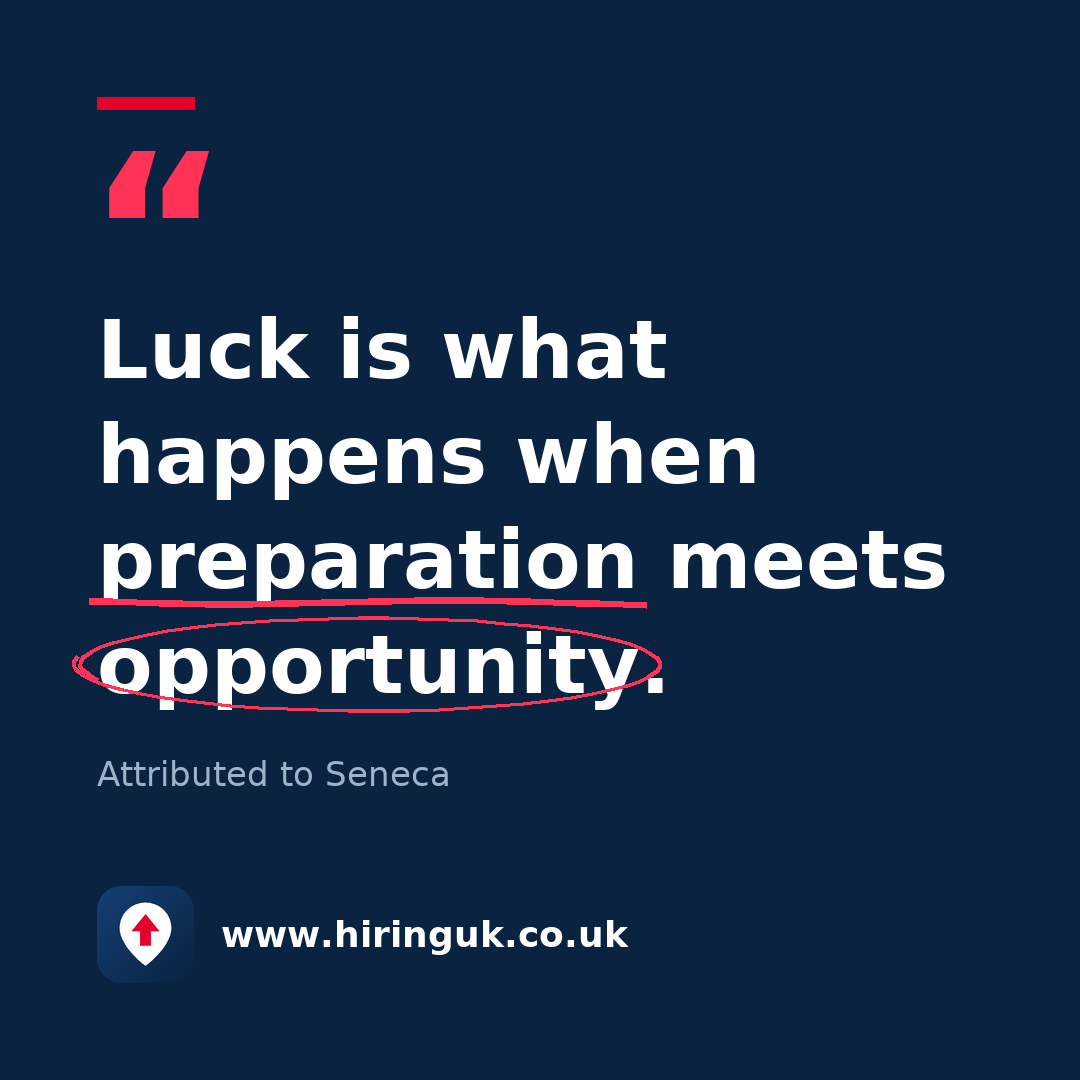 Quote card: Luck is what happens when preparation meets opportunity.