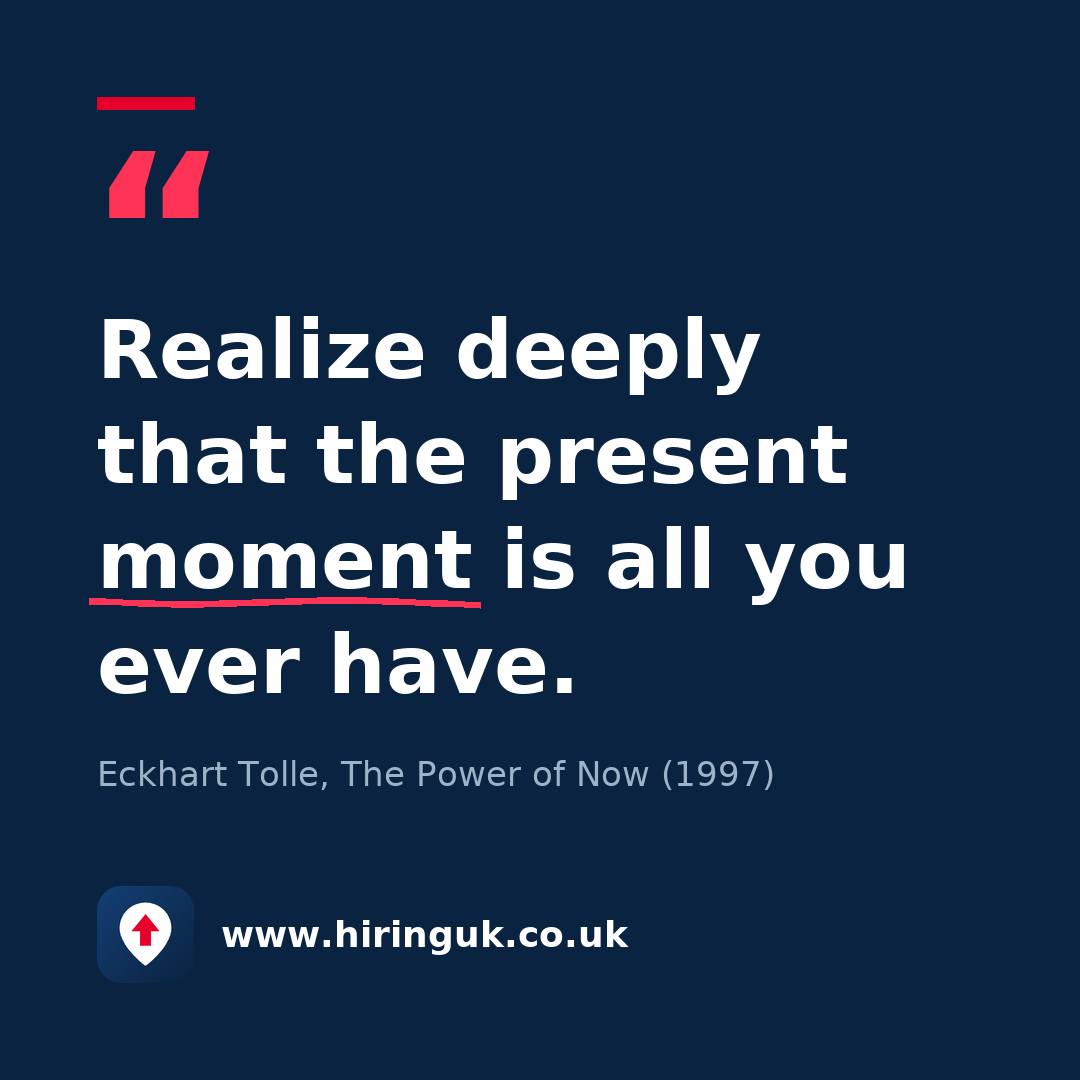 Quote card: Realize deeply that the present moment is all you ever have.