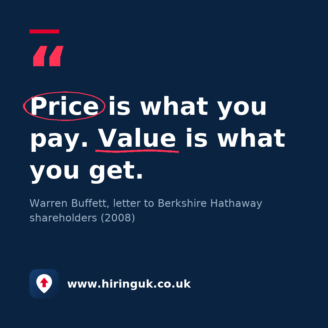 Quote card: Price is what you pay. Value is what you get.