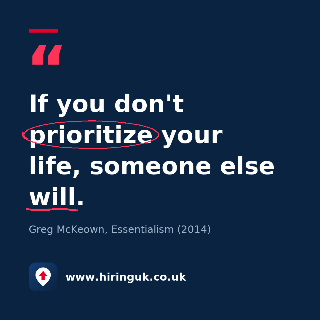 Quote card: If you don't prioritize your life, someone else will.