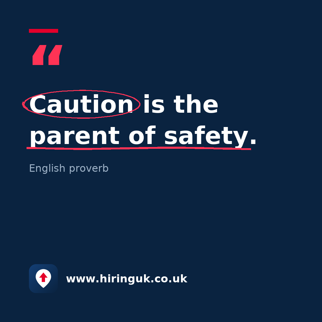Quote card: Caution is the parent of safety.