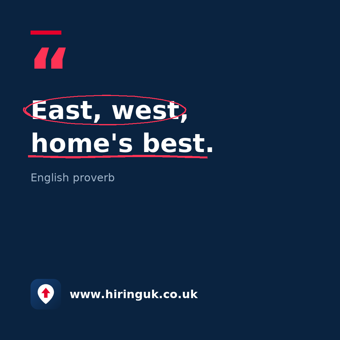 Quote card: East, west, home's best.