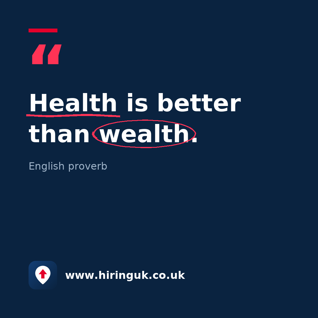 Quote card: Health is better than wealth.