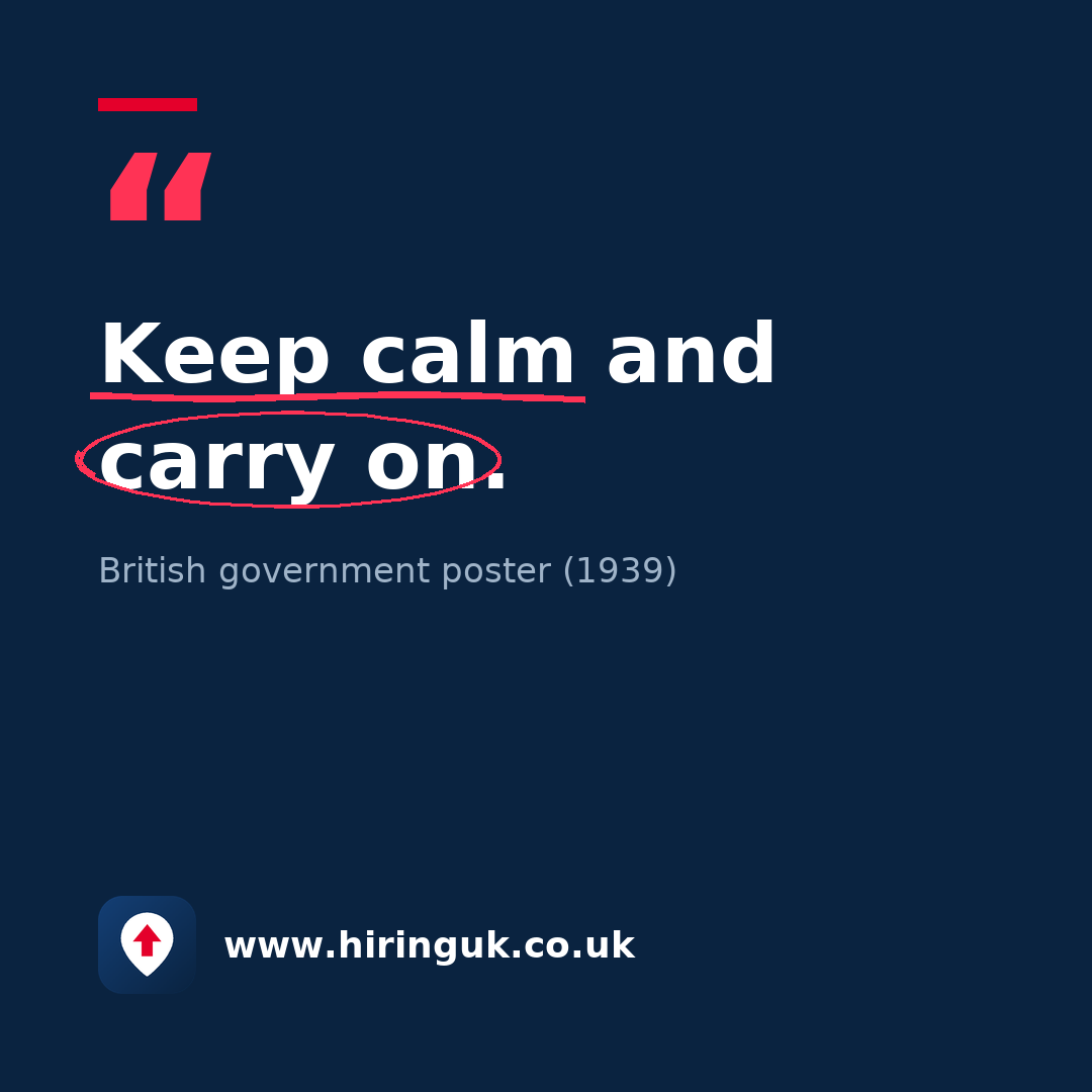 Quote card: Keep calm and carry on.