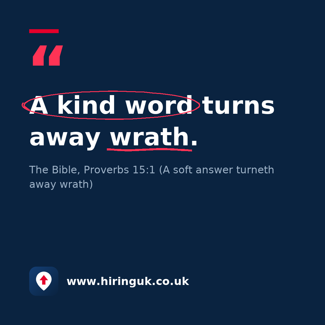 Quote card: A kind word turns away wrath.