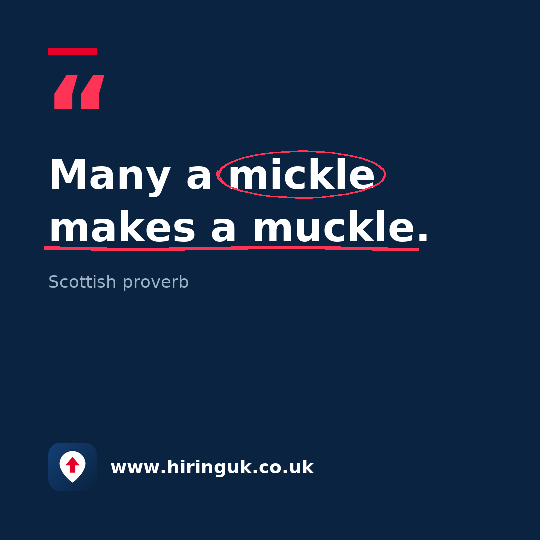 Quote card: Many a mickle makes a muckle.