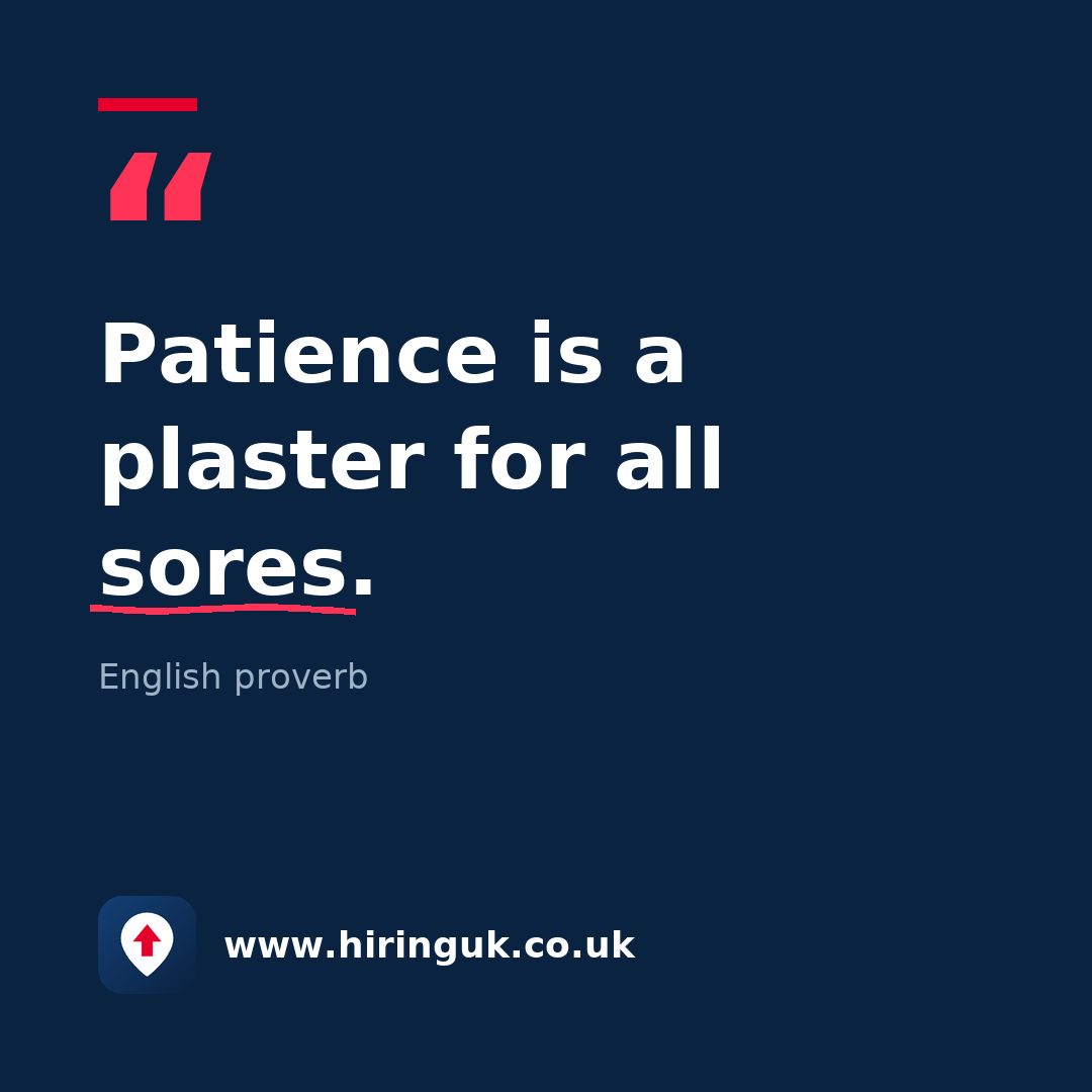 Quote card: Patience is a plaster for all sores.