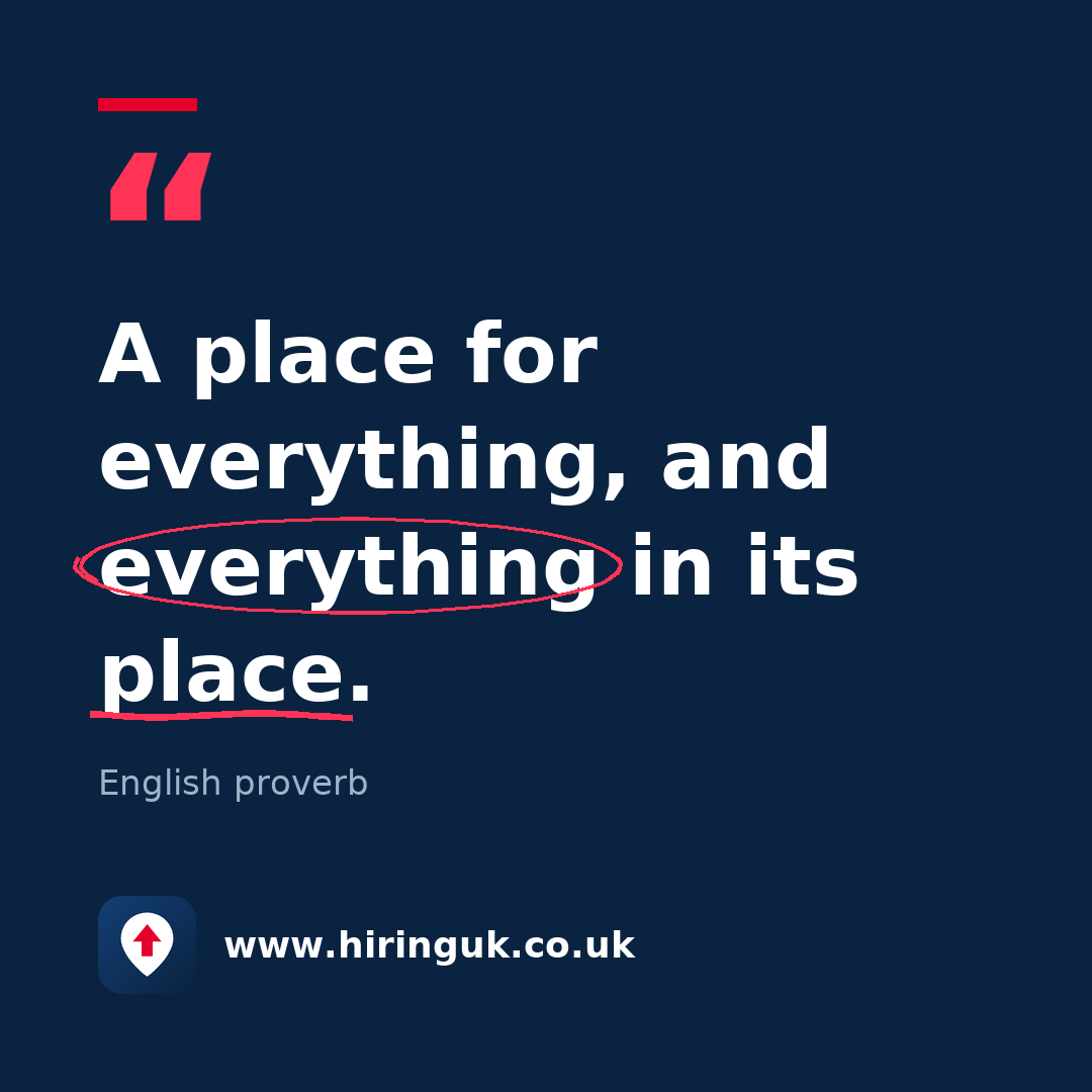 Quote card: A place for everything, and everything in its place.