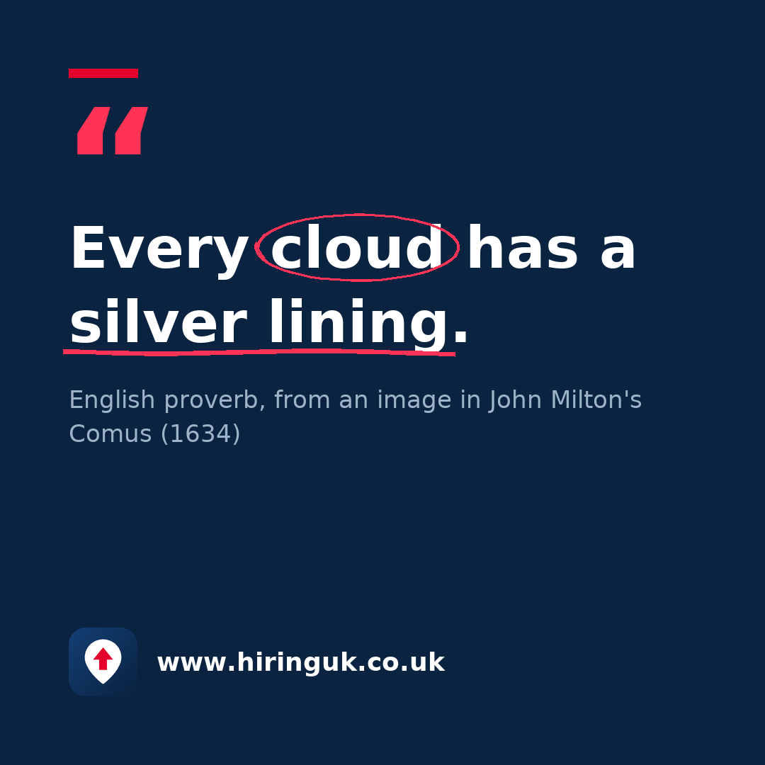 Quote card: Every cloud has a silver lining.