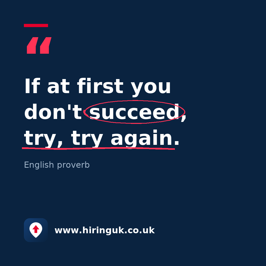 Quote card: If at first you don't succeed, try, try again.
