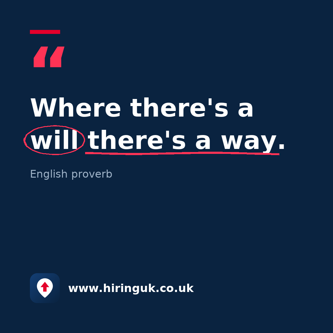 Quote card: Where there's a will there's a way.