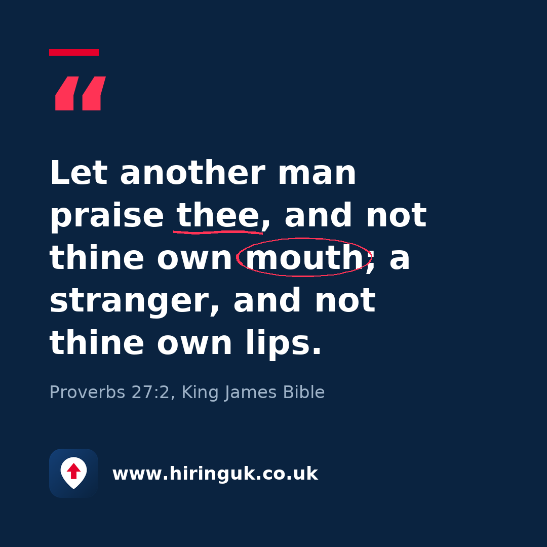 Quote card: Let another man praise thee, and not thine own mouth; a stranger, and not thine own lips.