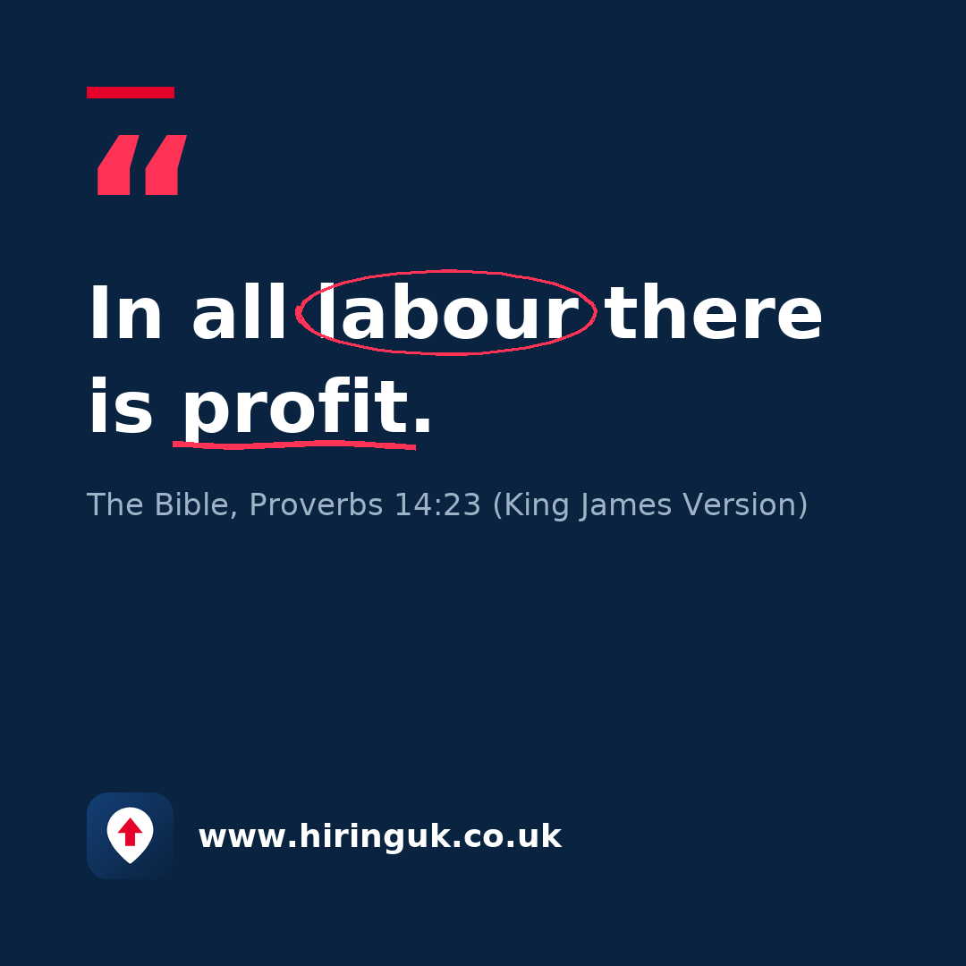 Quote card: In all labour there is profit.