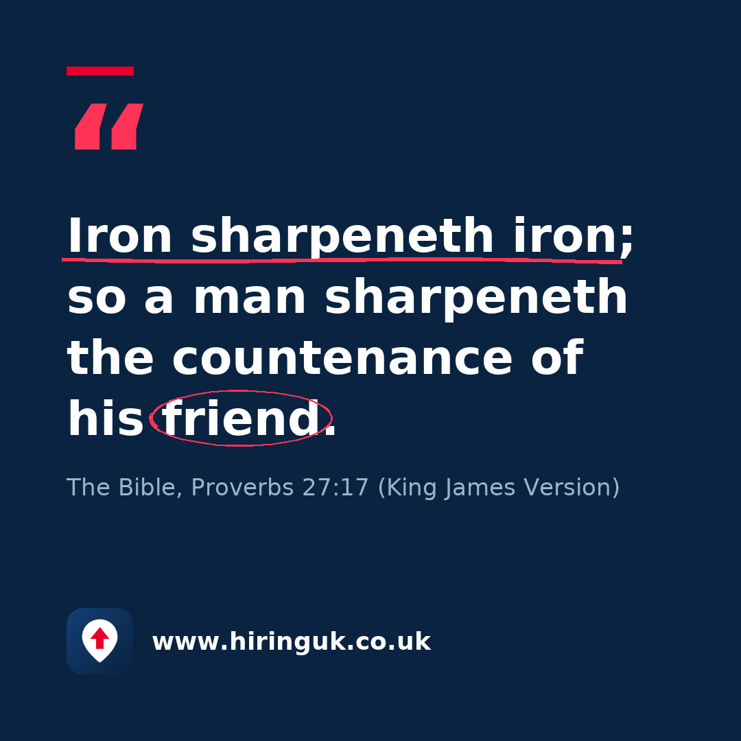 Quote card: Iron sharpeneth iron; so a man sharpeneth the countenance of his friend.