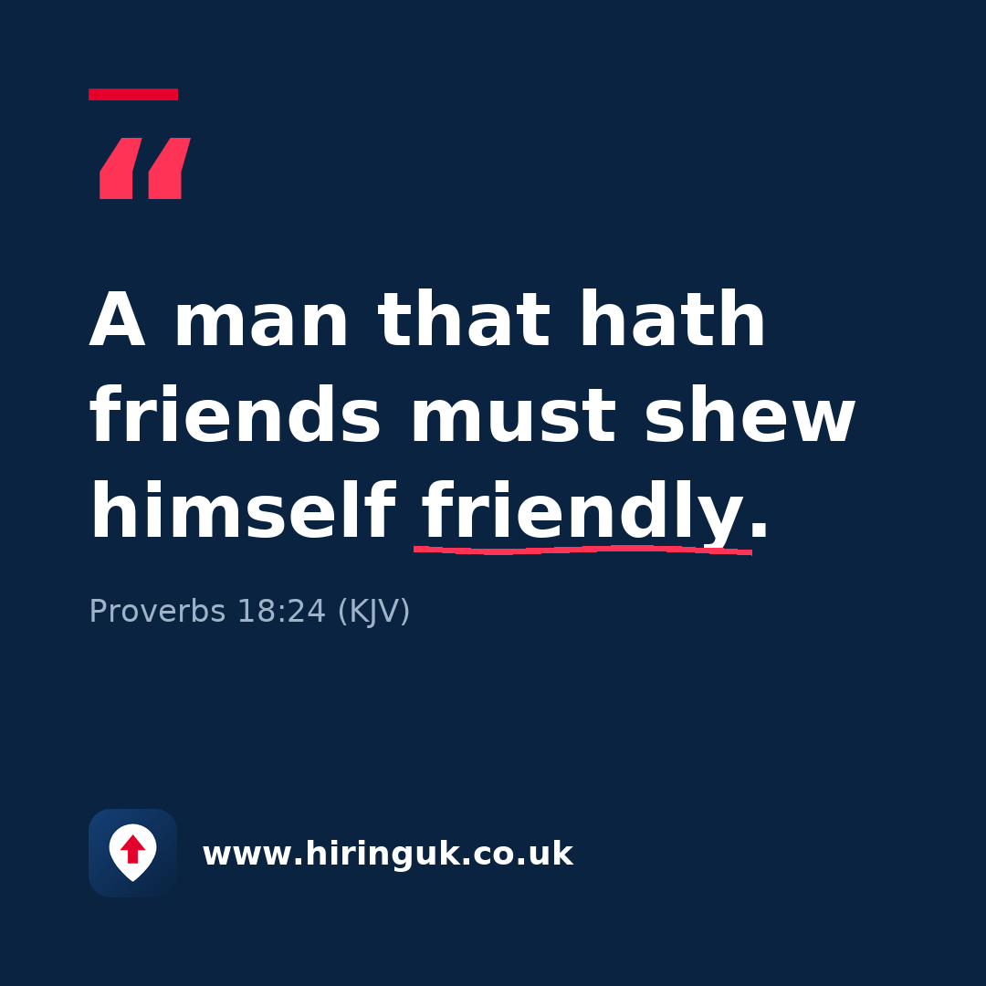 Quote card: A man that hath friends must shew himself friendly.