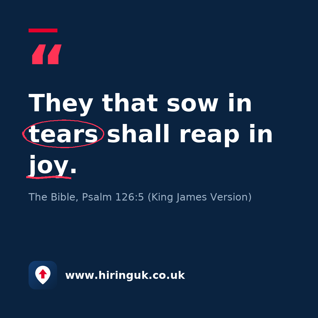 Quote card: They that sow in tears shall reap in joy.