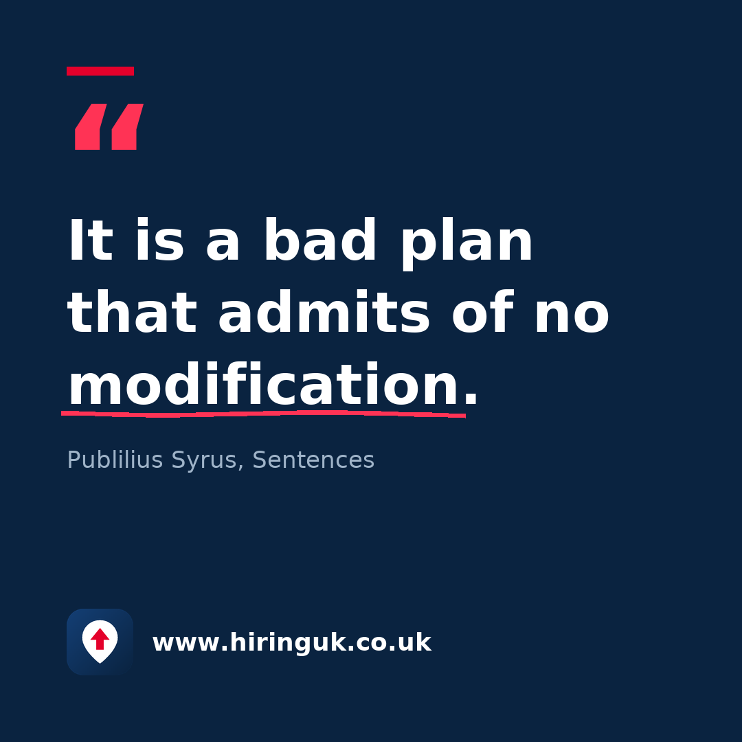 Quote card: It is a bad plan that admits of no modification.