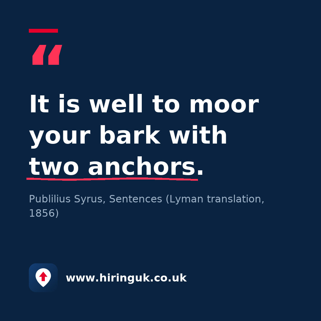 Quote card: It is well to moor your bark with two anchors.