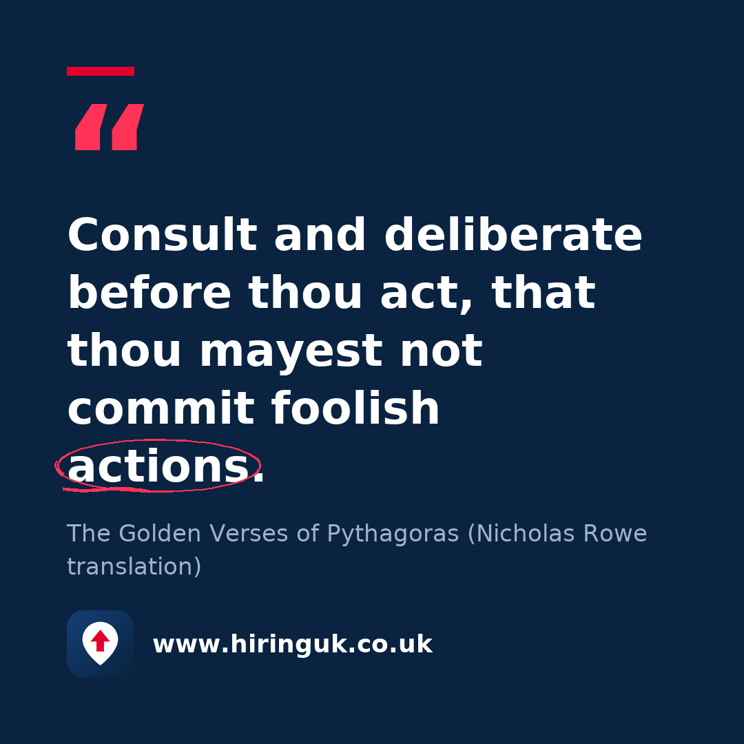 Quote card: Consult and deliberate before thou act, that thou mayest not commit foolish actions.