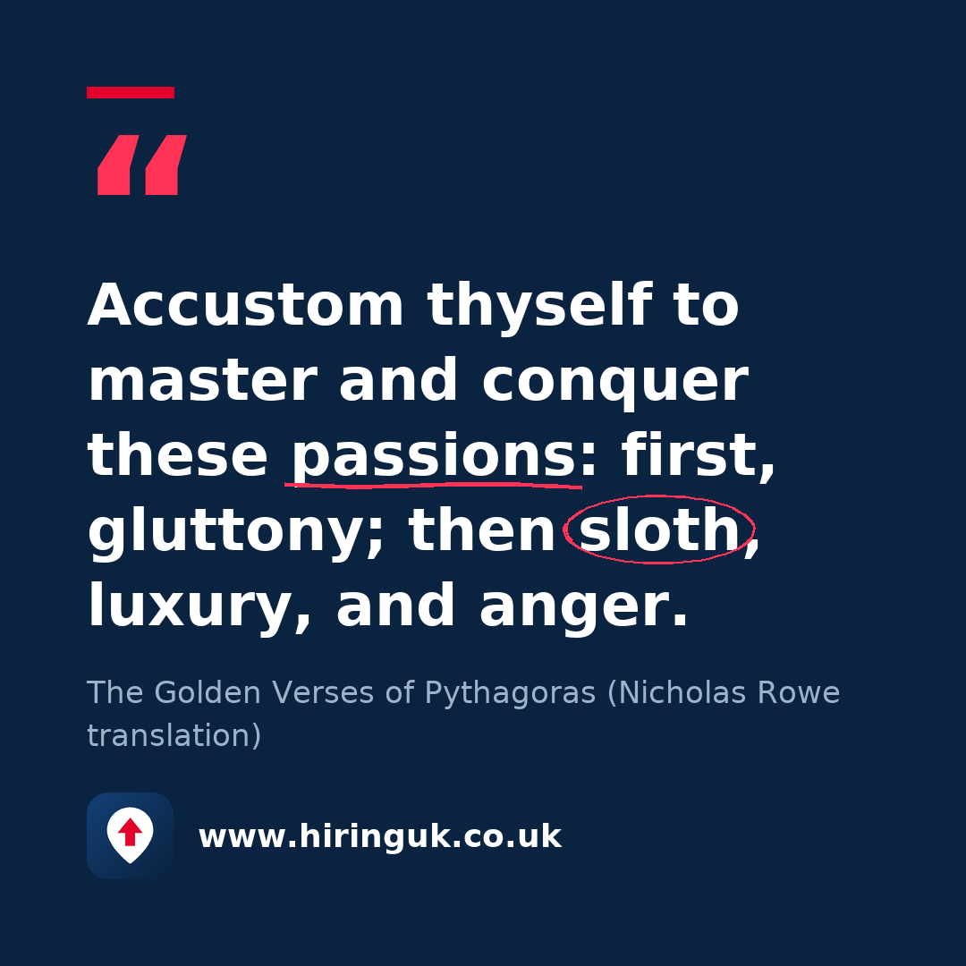 Quote card: Accustom thyself to master and conquer these passions: first, gluttony; then sloth, luxury, and anger.