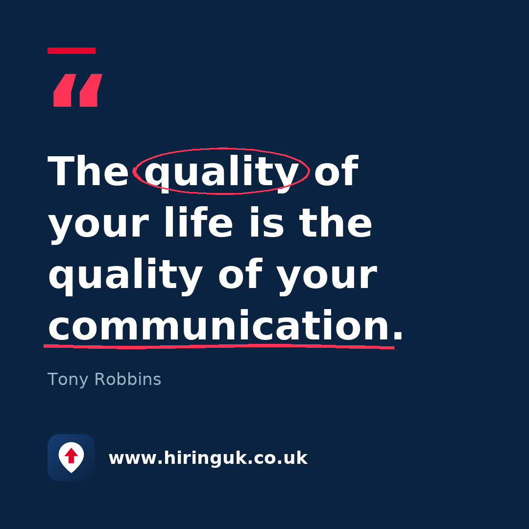 Quote card: The quality of your life is the quality of your communication.
