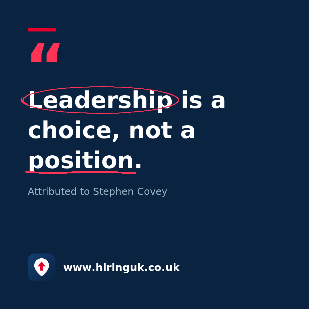 Quote card: Leadership is a choice, not a position.