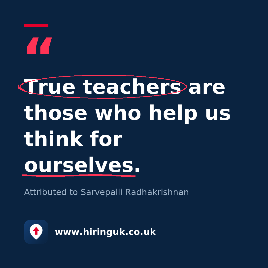 Quote card: True teachers are those who help us think for ourselves.