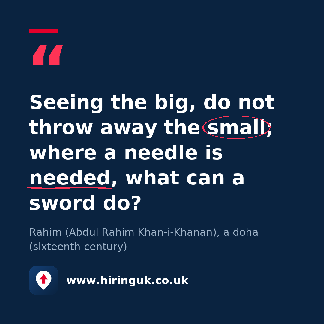Quote card: Seeing the big, do not throw away the small; where a needle is needed, what can a sword do?