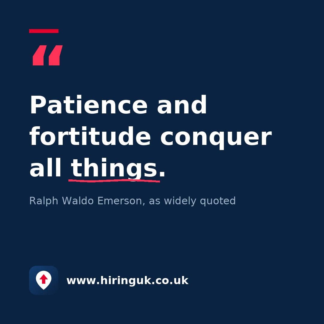 Quote card: Patience and fortitude conquer all things.