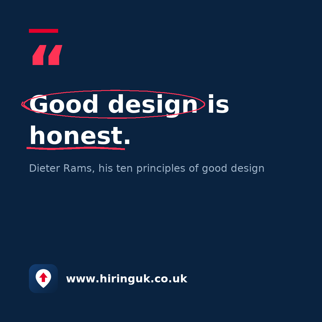 Quote card: Good design is honest.